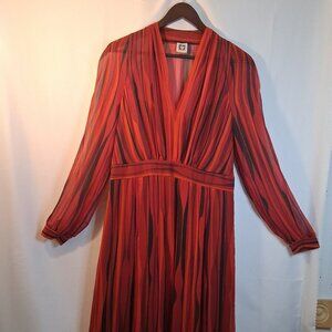 Anne Klein Women's Red Striped Dress Size 10